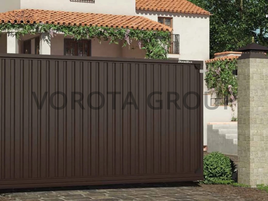 Откатные ворота Doorhan коричневые 3000x1750