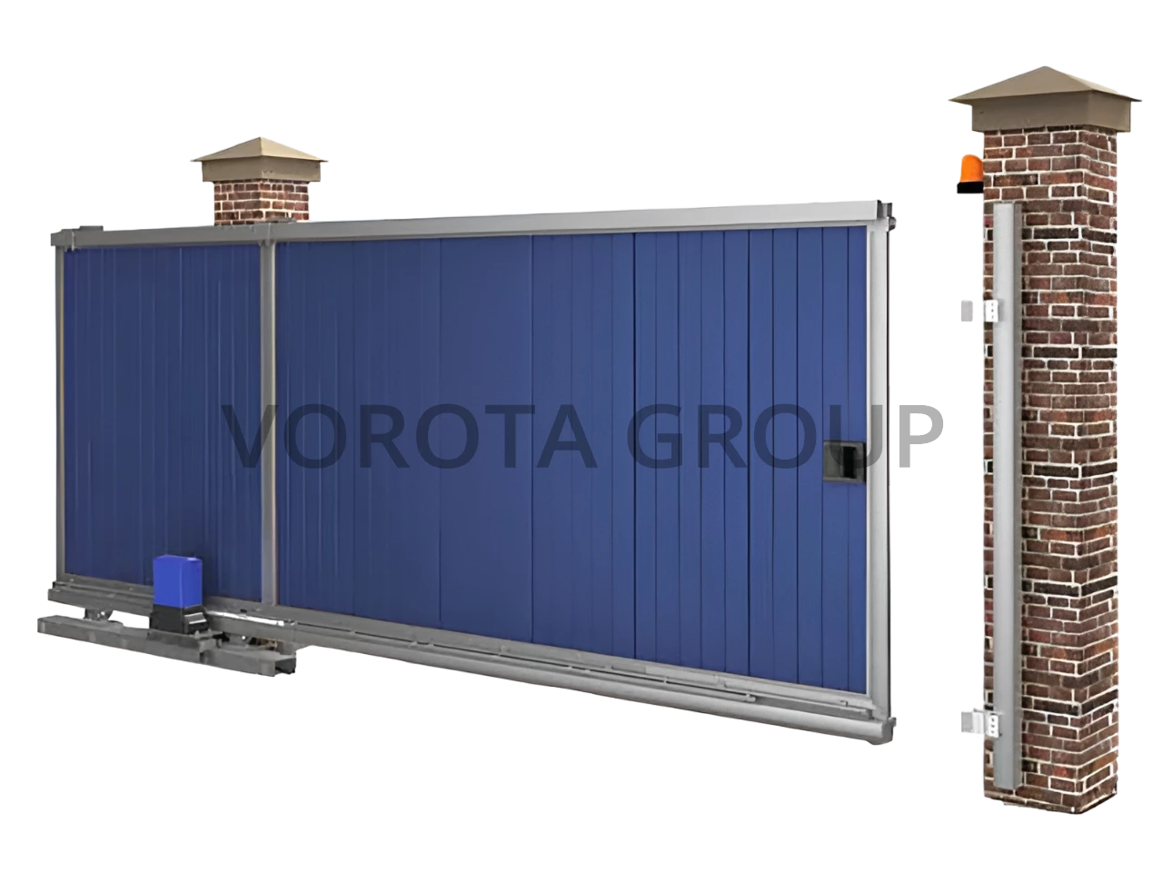 Откатные ворота из профнастила Alutech синие 3000x1900