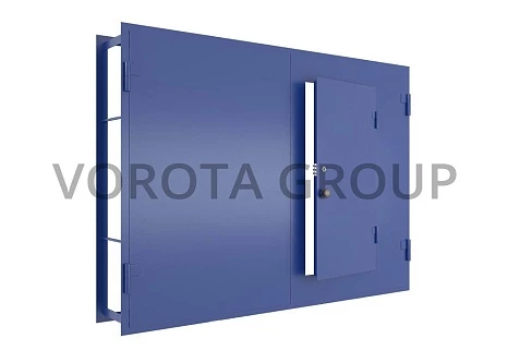Металлические гаражные ворота Doorhan синего цвета 3200x2000