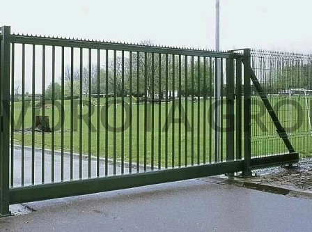 Механические откатные ворота зеленые 2100х5000